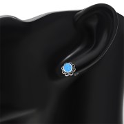 Synthetic Opal Oval Stud Earrings - e362